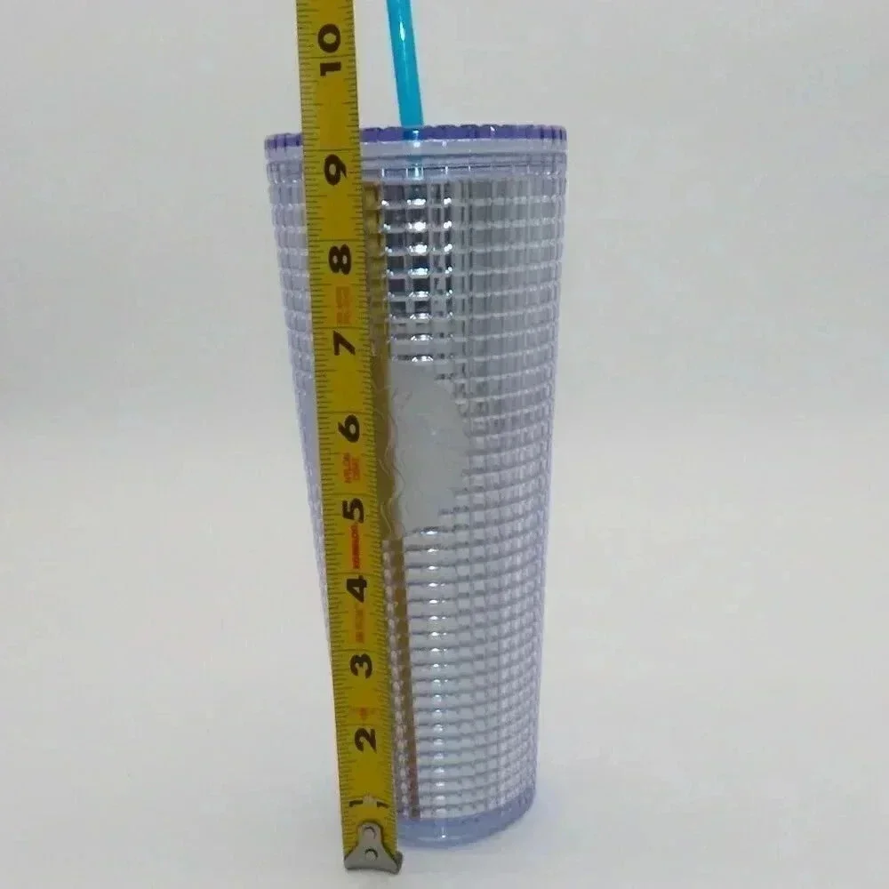 Starbucks Silver Disco Grid Holiday Christmas Cold Cup Tumbler 24 oz